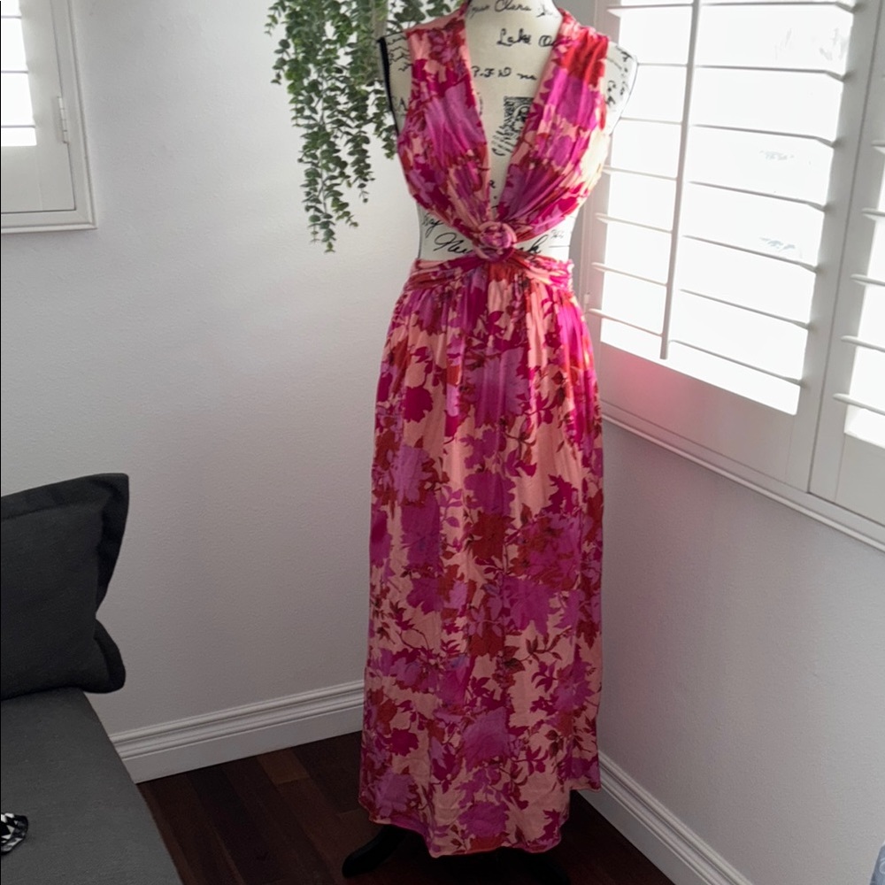 Maverick skies, Sexy Pink, fuchsia, and red Floral Maxi Dress